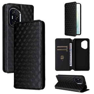 For Honor 400 Cubic Grid Texture Flip Leather Phone Case(Black)