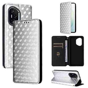 For Honor 400 Cubic Grid Texture Flip Leather Phone Case(Silver)