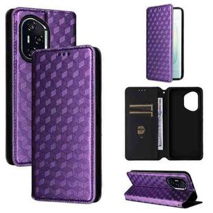 For Honor 400 Cubic Grid Texture Flip Leather Phone Case(Purple)