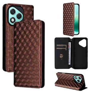 For Honor 400 Lite 5G Cubic Grid Texture Flip Leather Phone Case(Brown)