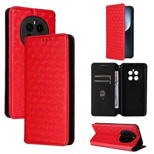 For Honor Magic7 5G Cubic Grid Texture Flip Leather Phone Case(Red)