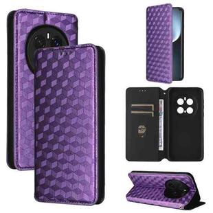 For Honor Magic7 Pro 5G Cubic Grid Texture Flip Leather Phone Case(Purple)