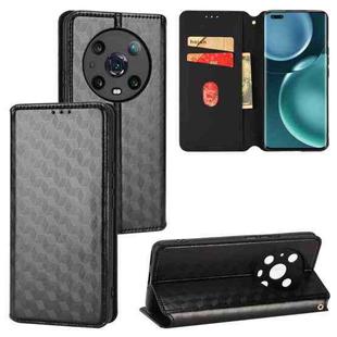 For Honor Magic4 Pro 5G Cubic Grid Texture Flip Leather Phone Case(Black)