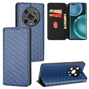 For Honor Magic4 Pro 5G Cubic Grid Texture Flip Leather Phone Case(Blue)