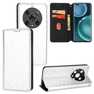 For Honor Magic4 Pro 5G Cubic Grid Texture Flip Leather Phone Case(Silver)
