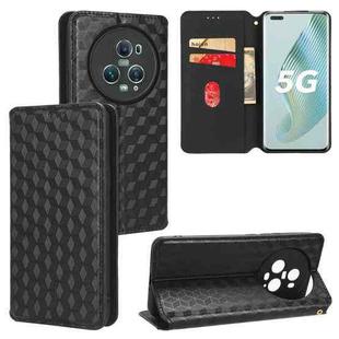 For Honor Magic5 Pro Cubic Grid Texture Flip Leather Phone Case(Black)