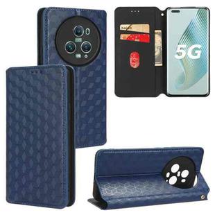 For Honor Magic5 Pro Cubic Grid Texture Flip Leather Phone Case(Blue)
