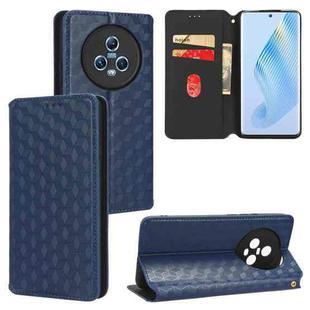 For Honor Magic5 Cubic Grid Texture Flip Leather Phone Case(Blue)