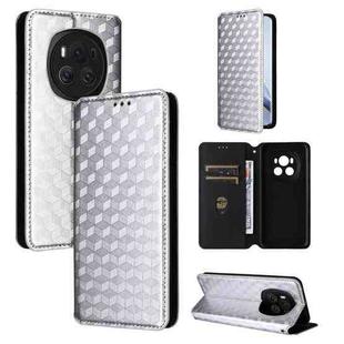 For Honor Magic6 5G Cubic Grid Texture Flip Leather Phone Case(Silver)