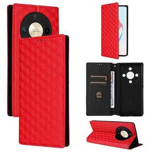 For Honor Magic6 Lite 5G / X9b 5G Cubic Grid Texture Flip Leather Phone Case(Red)