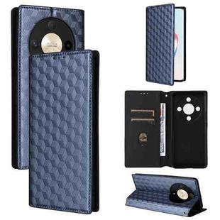 For Honor Magic6 Lite 5G / X9b 5G Cubic Grid Texture Flip Leather Phone Case(Blue)