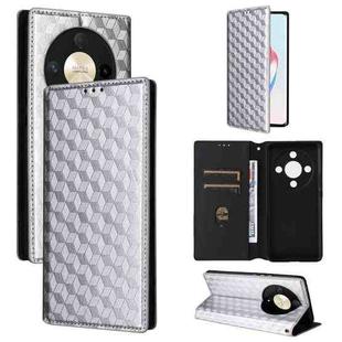For Honor Magic6 Lite 5G / X9b 5G Cubic Grid Texture Flip Leather Phone Case(Silver)