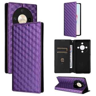 For Honor Magic6 Lite 5G / X9b 5G Cubic Grid Texture Flip Leather Phone Case(Purple)
