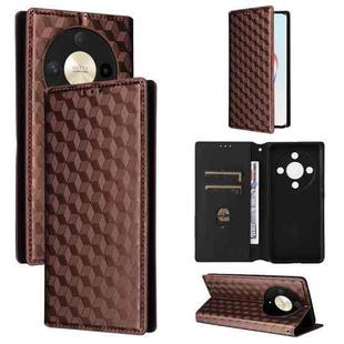 For Honor Magic6 Lite 5G / X9b 5G Cubic Grid Texture Flip Leather Phone Case(Brown)