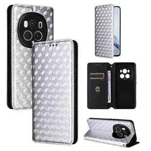 For Honor Magic6 Pro 5G Cubic Grid Texture Flip Leather Phone Case(Silver)