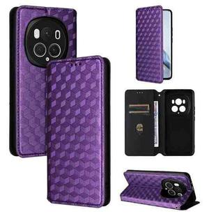 For Honor Magic6 Pro 5G Cubic Grid Texture Flip Leather Phone Case(Purple)