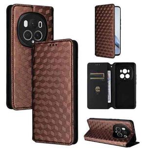 For Honor Magic6 Pro 5G Cubic Grid Texture Flip Leather Phone Case(Brown)