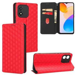 For Honor X5 4G Cubic Grid Texture Flip Leather Phone Case(Red)
