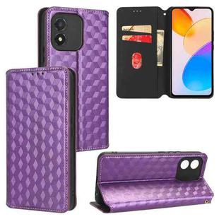 For Honor X5 4G Cubic Grid Texture Flip Leather Phone Case(Purple)