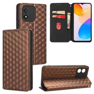 For Honor X5 4G Cubic Grid Texture Flip Leather Phone Case(Brown)