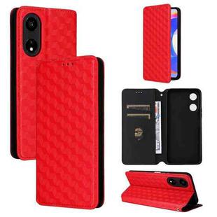 For Honor X5 Plus Cubic Grid Texture Flip Leather Phone Case(Red)