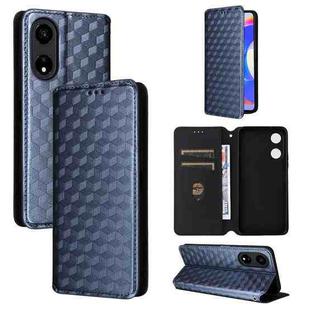 For Honor X5 Plus Cubic Grid Texture Flip Leather Phone Case(Blue)