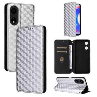 For Honor X5 Plus Cubic Grid Texture Flip Leather Phone Case(Silver)