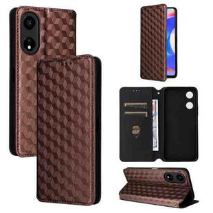 For Honor X5 Plus Cubic Grid Texture Flip Leather Phone Case(Brown)