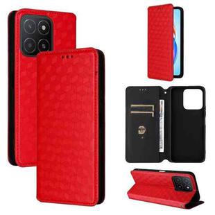 For Honor X5b / X5b Plus Cubic Grid Texture Flip Leather Phone Case(Red)