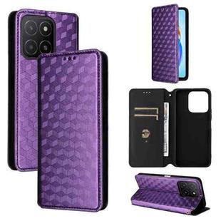 For Honor X5b / X5b Plus Cubic Grid Texture Flip Leather Phone Case(Purple)