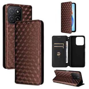 For Honor X5b / X5b Plus Cubic Grid Texture Flip Leather Phone Case(Brown)