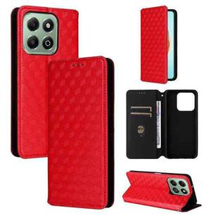 For Honor X6b 4G Cubic Grid Texture Flip Leather Phone Case(Red)