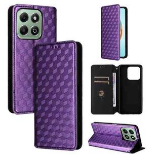 For Honor X6b 4G Cubic Grid Texture Flip Leather Phone Case(Purple)