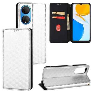 For Honor X7 Cubic Grid Texture Flip Leather Phone Case(Silver)