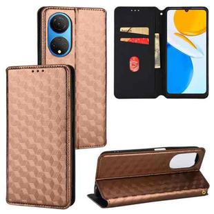 For Honor X7 Cubic Grid Texture Flip Leather Phone Case(Brown)