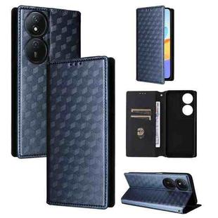 For Honor X7b / Play 50 Plus Cubic Grid Texture Flip Leather Phone Case(Blue)