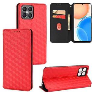 For Honor X8 / X30i Cubic Grid Texture Flip Leather Phone Case(Red)