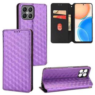 For Honor X8 / X30i Cubic Grid Texture Flip Leather Phone Case(Brown)