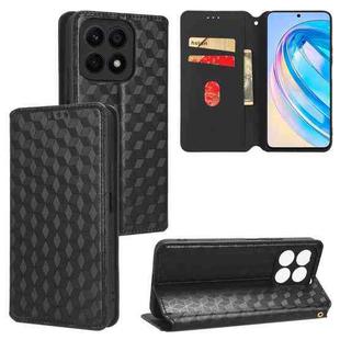 For Honor X8a Cubic Grid Texture Flip Leather Phone Case(Black)