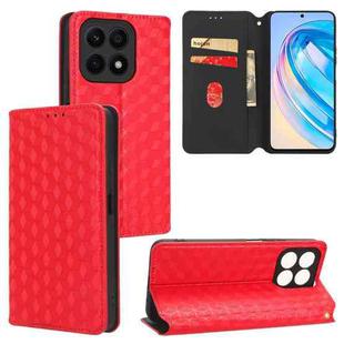 For Honor X8a Cubic Grid Texture Flip Leather Phone Case(Red)