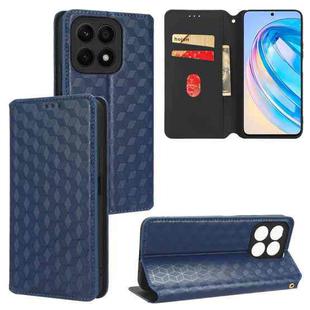 For Honor X8a Cubic Grid Texture Flip Leather Phone Case(Blue)