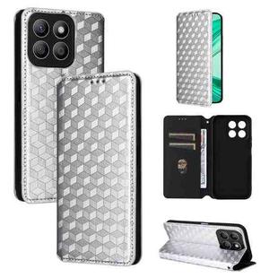 For Honor X8c 4G Cubic Grid Texture Flip Leather Phone Case(Silver)