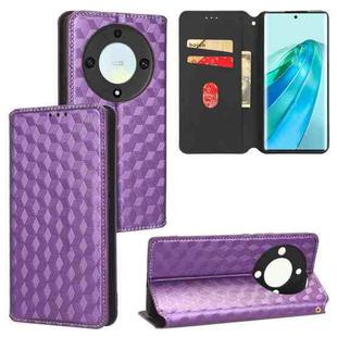 For Honor X9a / X40 / Magi5 Lite Cubic Grid Texture Flip Leather Phone Case(Purple)