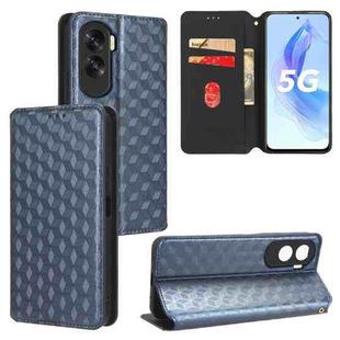 For Honor X50i Cubic Grid Texture Flip Leather Phone Case(Blue)