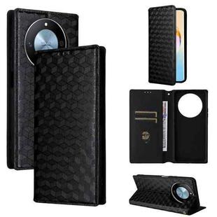 For Honor X60 5G / X9c Smart Cubic Grid Texture Flip Leather Phone Case(Black)