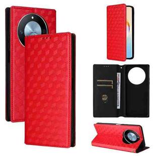 For Honor X60 5G / X9c Smart Cubic Grid Texture Flip Leather Phone Case(Red)