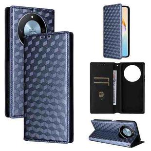 For Honor X60 5G / X9c Smart Cubic Grid Texture Flip Leather Phone Case(Blue)