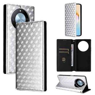 For Honor X60 5G / X9c Smart Cubic Grid Texture Flip Leather Phone Case(Silver)
