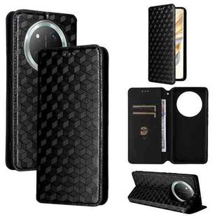 For Honor X60 Pro 5G / X9c 5G Cubic Grid Texture Flip Leather Phone Case(Black)