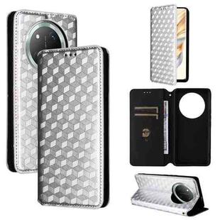 For Honor X60 Pro 5G / X9c 5G Cubic Grid Texture Flip Leather Phone Case(Silver)